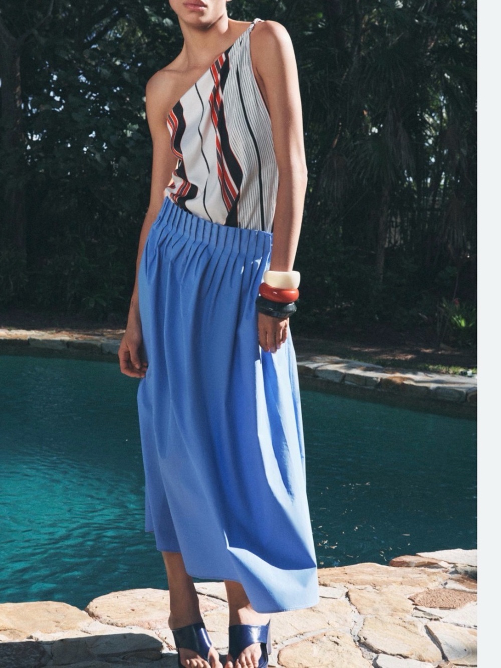Zara Blue Poplin Skirt